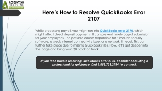 How to tackle QuickBooks Error 2107