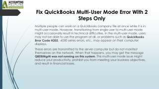 Simple Methods to Eliminate QuickBooks Multi-User Mode Error