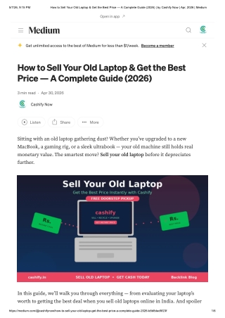 How to Sell Your Old Laptop & Get the Best Price — A Complete Guide (2026) _ by Cashify Now _ Apr, 2026 _ Medium