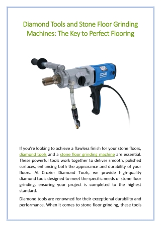 Diamond Tools and Stone Floor Grinding Machines The Key to Perfect Flooring