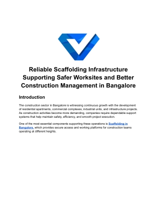 Reliable Scaffolding Infrastructure Supporting Safer Worksites and Better Construction Management in Bangalore