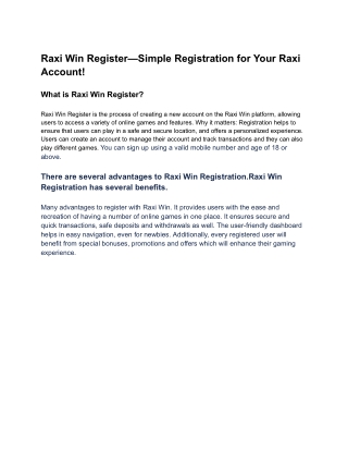Raxi Win Register—Simple Registration for Your Raxi Account (1)