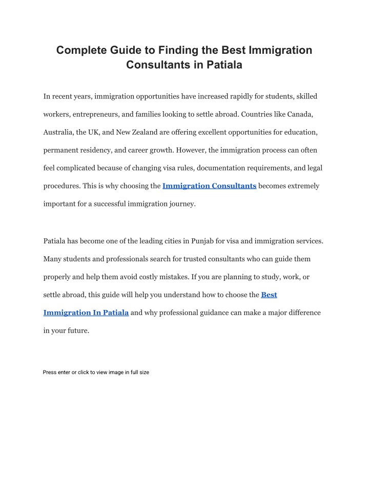 PPT - Best Immigration Consultants in Patiala PowerPoint Presentation ...