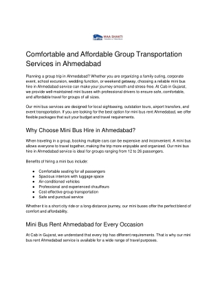 Comfortable & Affordable Mini Bus Hire in Ahmedabad