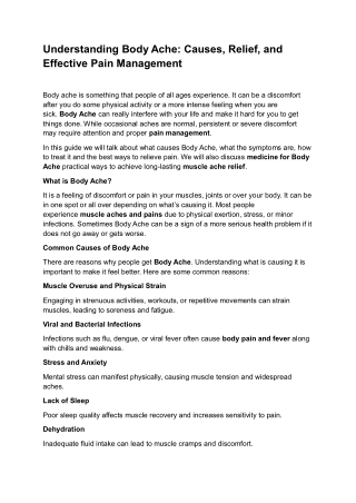 Understanding Body Ache Causes, Relief, and Effective Pain Management
