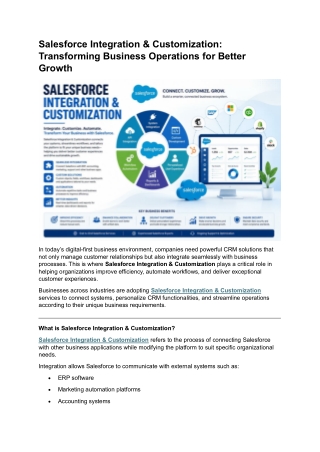 Salesforce Integration & Customization:  Transforming Business Operations for Be