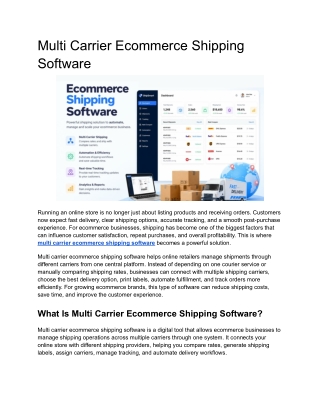 Multi Carrier Ecommerce Shipping Software