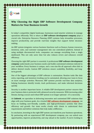 Why Choosing the Right ERP Software Development Company Matters for Your Business Growth