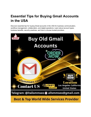 Essential Tips for Buying Gmail Accounts in the USA