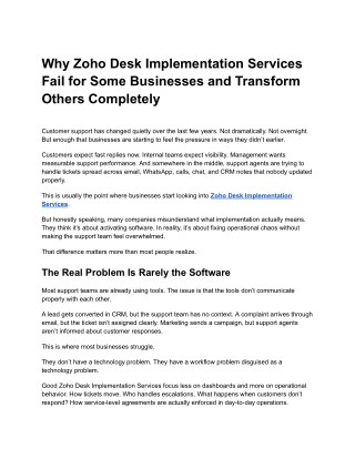 Why Zoho Desk Implementation Services Fail for Some Businesses and Transform Others Completely (1)