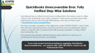 Effective Solutions for QuickBooks Unrecoverable Error Issue