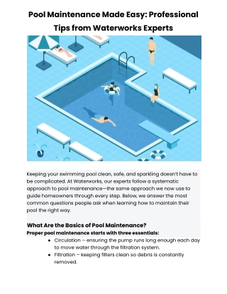 Pool Maintenance Made Easy: Professional Tips from Waterworks Experts
