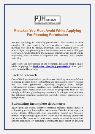 Mistakes You Must Avoid While Applying For Planning Permission