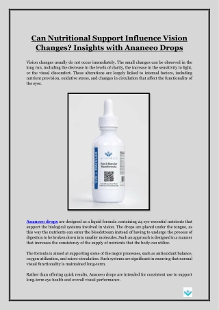 Can Nutritional Support Influence Vision Changes Insights with Ananeeo Drops