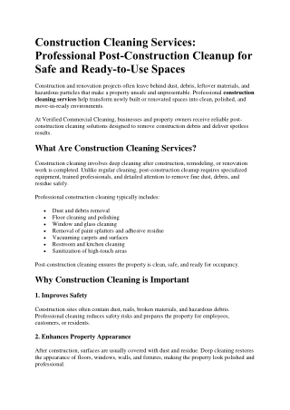 construction cleaning services professional post