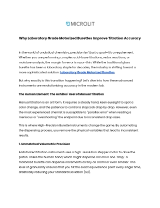 why laboratory grade motorized burettes improve