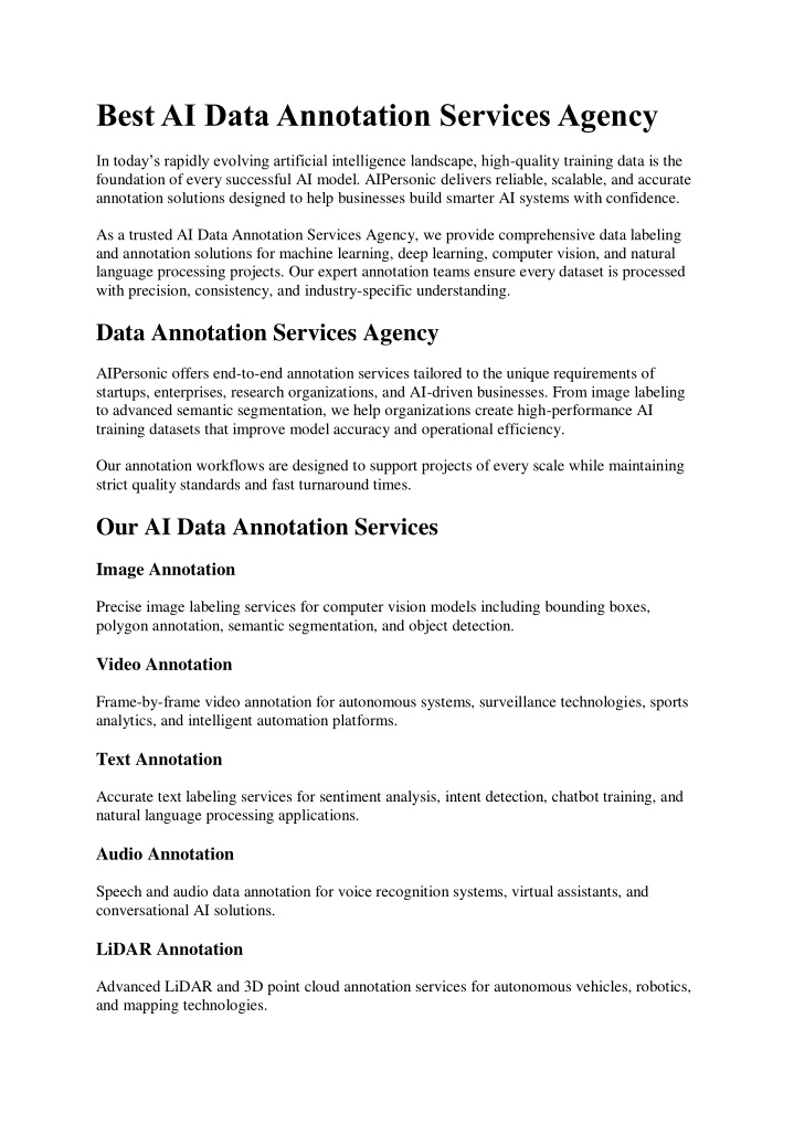 PPT - Best AI Data Annotation Services Agency PowerPoint Presentation ...