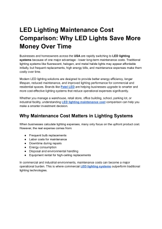 LED Lighting Maintenance Cost Comparison_ Why LED Lights Save More Money Over Time