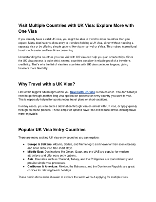 Countries you can visit with a UK visa