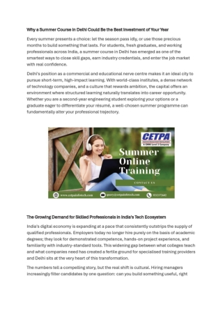 Why a Summer Course in Delhi Could Be the Best Investment of Your Year