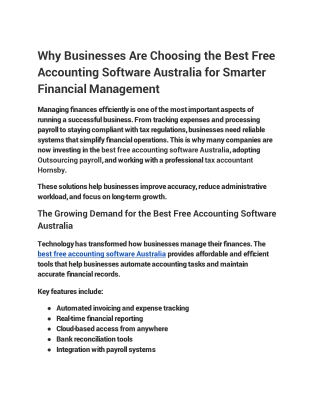 Why Businesses Are Choosing the Best Free Accounting Software Australia for Smar
