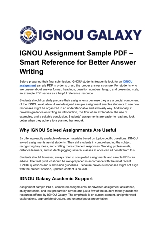 IGNOU Solved Assignment (1)