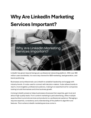 Why Are LinkedIn Marketing Services Important