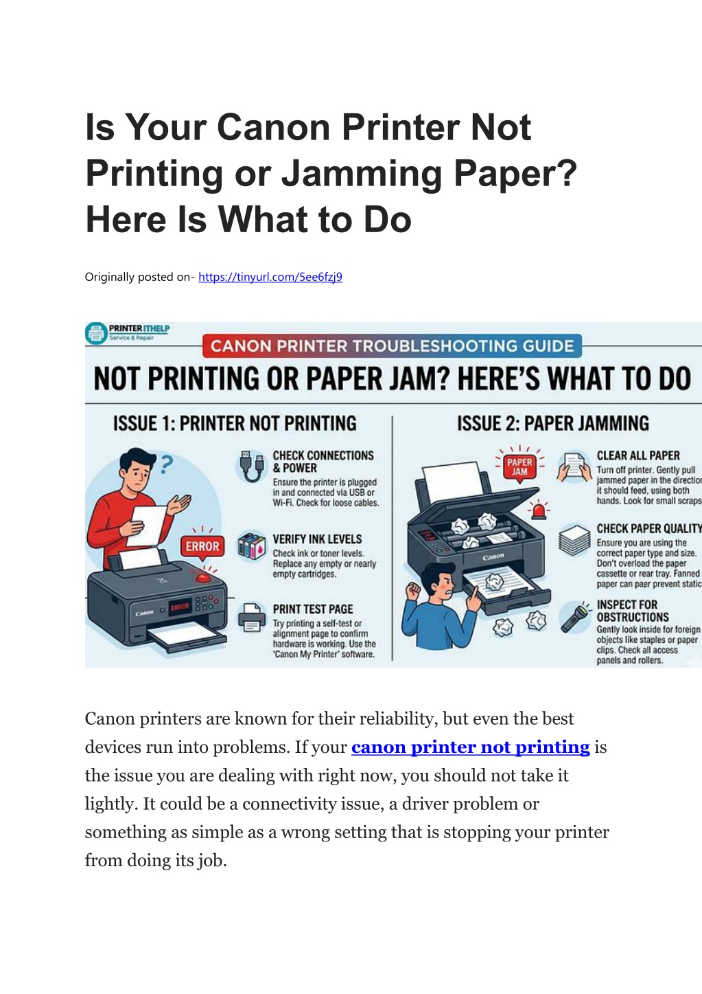 PPT - Is Your Canon Printer Not Printing or Jamming Paper PowerPoint ...