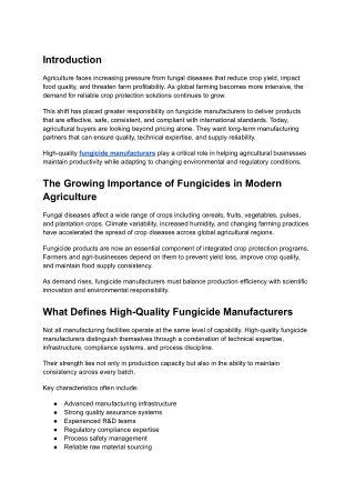 High-Quality Fungicide Manufacturers for Agricultural Applications