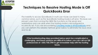 Easy Steps to Eliminate Hosting Mode is Off QuickBooks Issue
