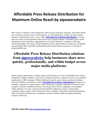 Affordable Press Release Distribution for Maximum Online Reach by aipoweredwire-1