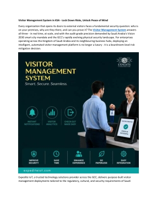 Visitor Management System in KSA - Lock Down Risks, Unlock Peace of Mind