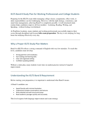 IELTS Band 8 Study Plan for Working Professionals and College Students