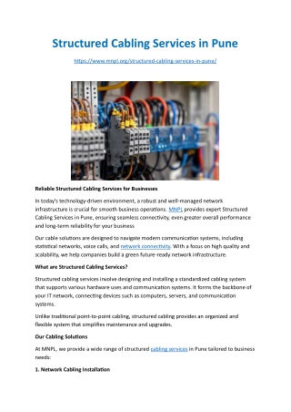 Structured Cabling Services in Pune