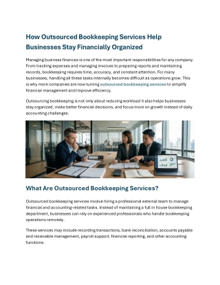 How Outsourced Bookkeeping Services Help Businesses Stay Financially Organized