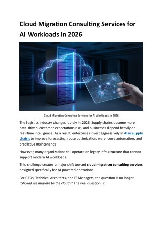 AI in Supply Chains | Cloud Migration Services 2026
