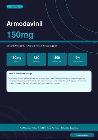 Armodafinil 150mg for Focus, Alertness and Productivity