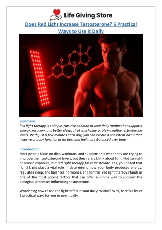 6 Ways to Use Red Light Therapy for Testosterone Daily | LGS