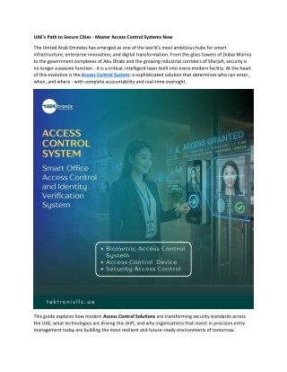 UAE's Path to Secure Cities - Master Access Control Systems Now