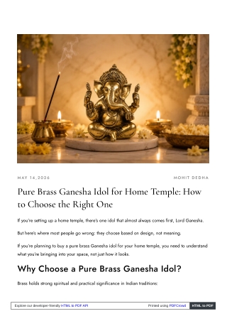 Brass Ganesha Idol: Symbol of Wisdom, Prosperity & Positive Energy
