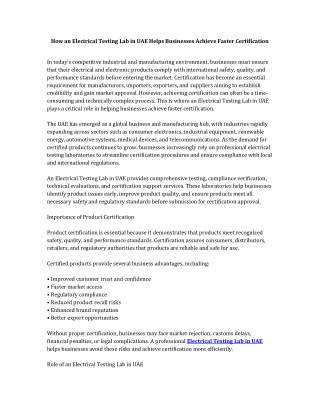 Electrical_Testing_Lab_UAE_Faster_Certification