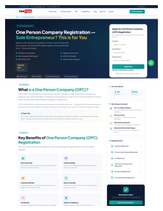 One Person Company Registration | Tax Gyani