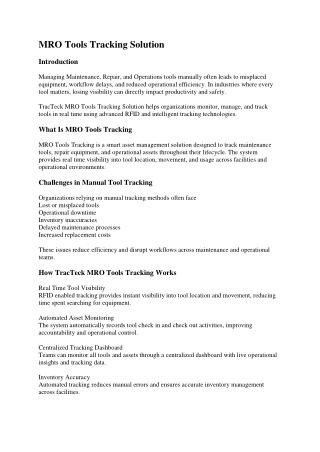 mro tools tracking solution