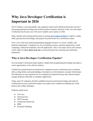 Java Developer Certification