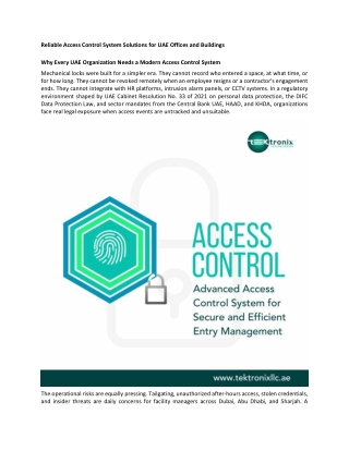 reliable access control system solutions