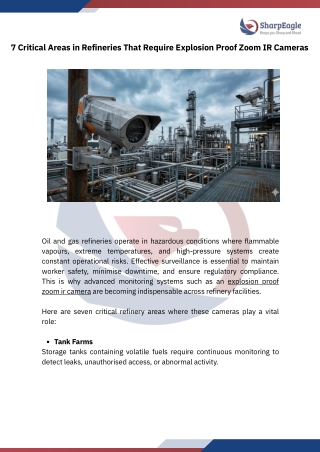 7 Critical Areas in Refineries That Require Explosion Proof Zoom IR Cameras