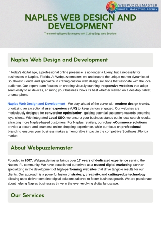 Naples Web Design and Development - Webpuzzlemaster