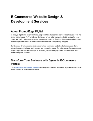 E-Commerce Website Design & Development Services