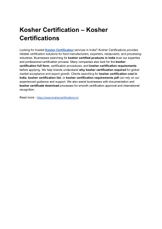 Kosher Certification – Kosher Certifications