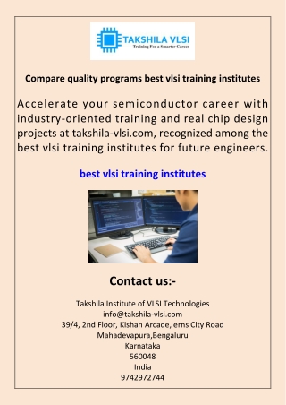 Compare quality programs best vlsi training institutes